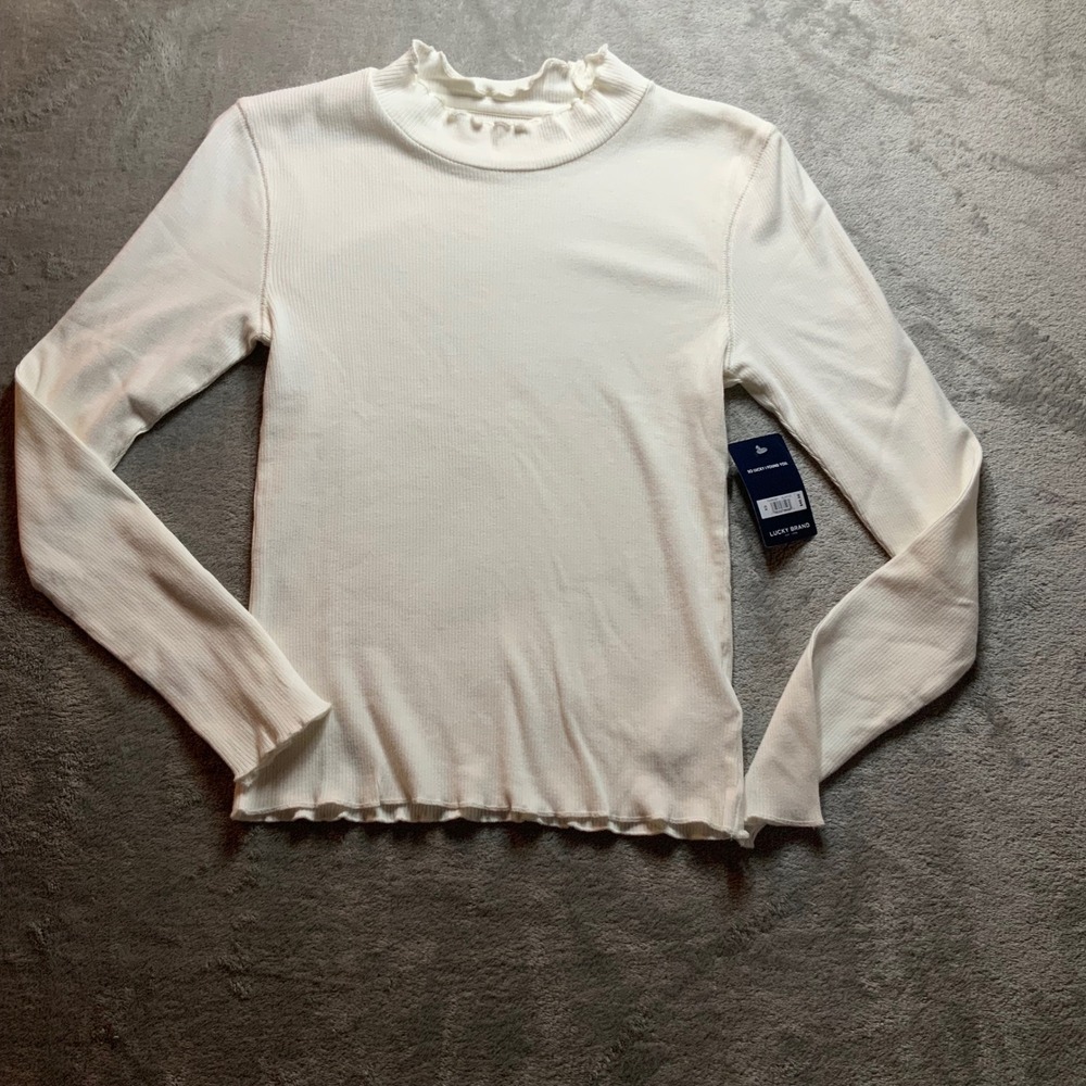 Lucky Brand Cream Ribbed Mock NWT